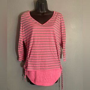 Style & Co Sport pink and gray drawstring top attached tank
